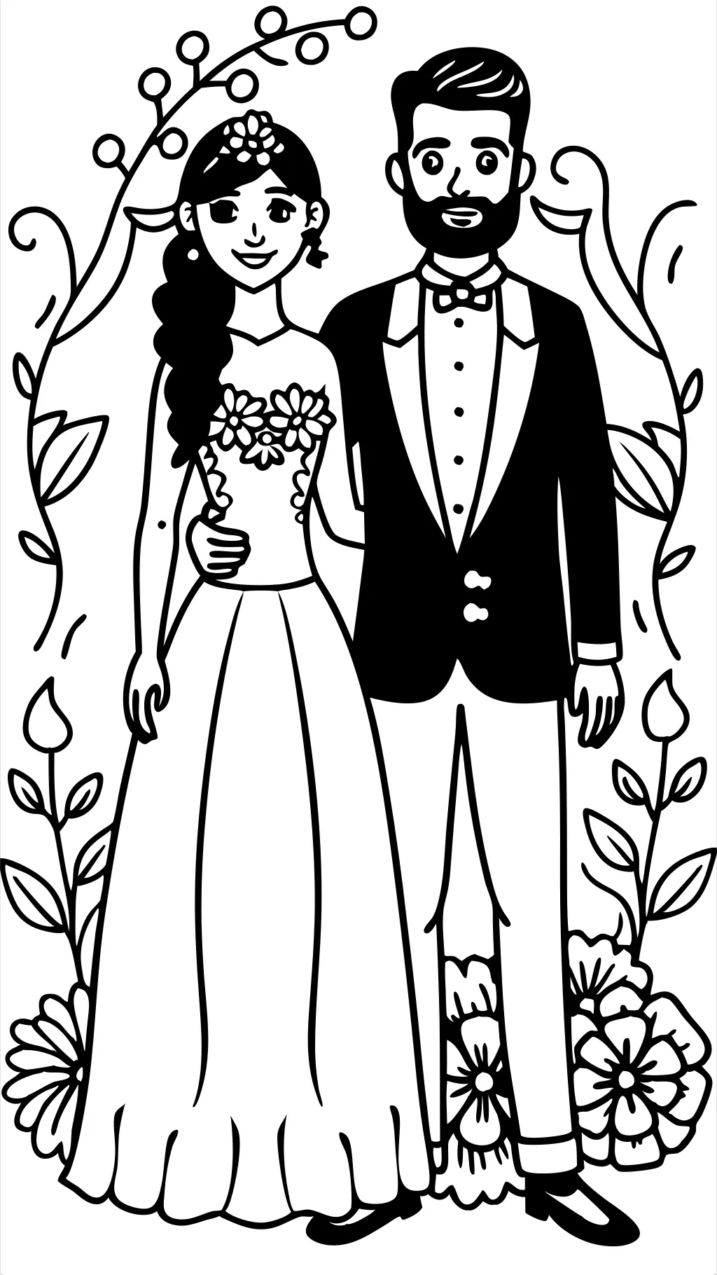 bride and groom beard coloring page